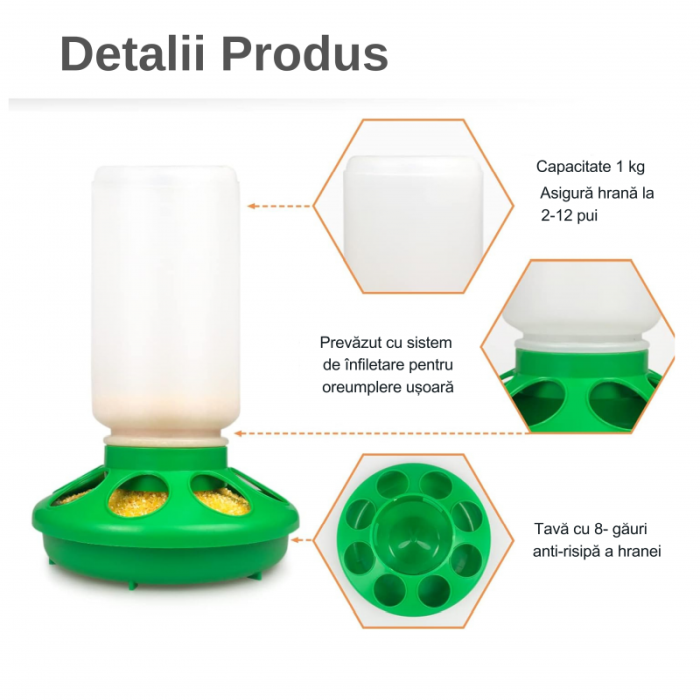 Hranitoare pentru pui cu 8 gauri, 1kg [2]