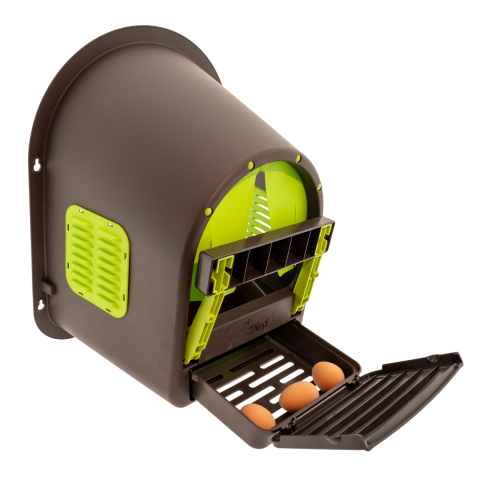Cuibare de ouat - Cuibar de plastic MyCozyNest Roll- verde lime/maro, cu un loc de ouat si colector de oua cu usa rabatabila, LN6
