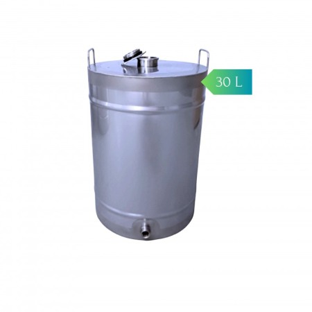 Butoaie de inox vinificatie - Butoi din inox cu capac filet si robinet, 30 litri