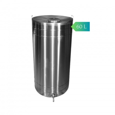 Butoaie de inox vinificatie - Butoi din inox cu capac filet si robinet, 60 litri