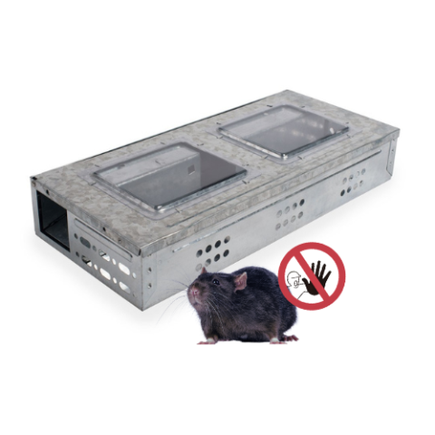 Capcane Ecologice Animale - Capcana pentru sobolani din tabla zincata cu 2 geamuri plastic, cu sistem multi capturare,