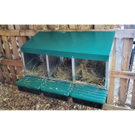 Cuibar cu trei locuri din metal petru păsări, cu sertare plastic [1]