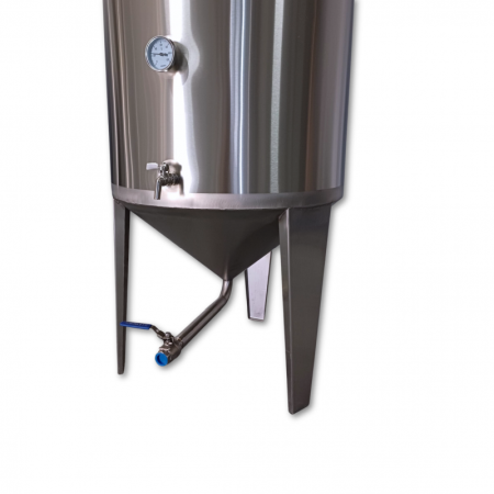 Fermentator Butoi inox cu capac flotant 335 litri, cu fund conic, cu 2 robineti si termometru [2]