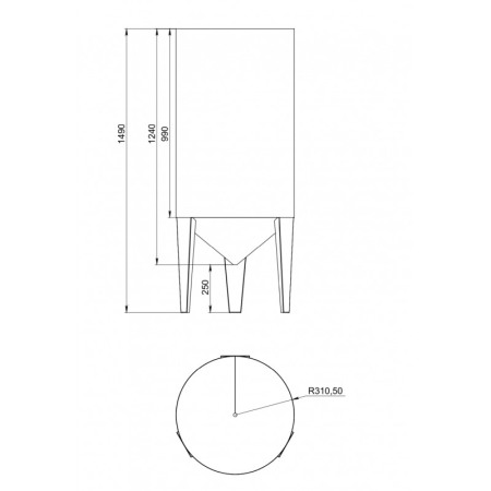 Fermentator Butoi inox cu capac flotant 335 litri, cu fund conic, cu 2 robineti si termometru [6]