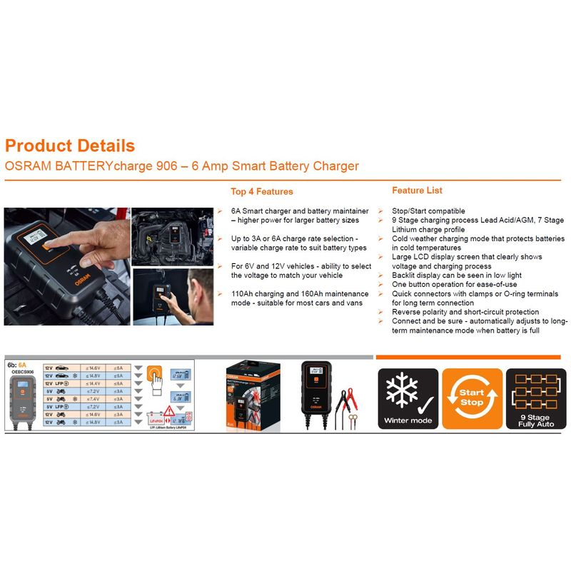 Redresor Auto SMART CHARGER 12V, 6A/12A, Încărcător Inteligent Acumulatori [1]