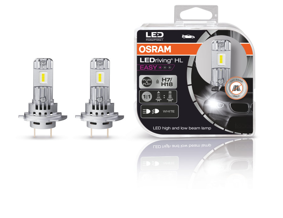 Set 2 becuri LED H7 Osram LEDriving HL Easy, 12V, 16W, 6500K – fără omologare ECE [1]
