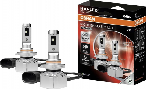 Led Auto - Set 2x Becuri LED H10 Osram Night Breaker Smart, 12V/7W, 6000K, 850lm, Certificat RAR