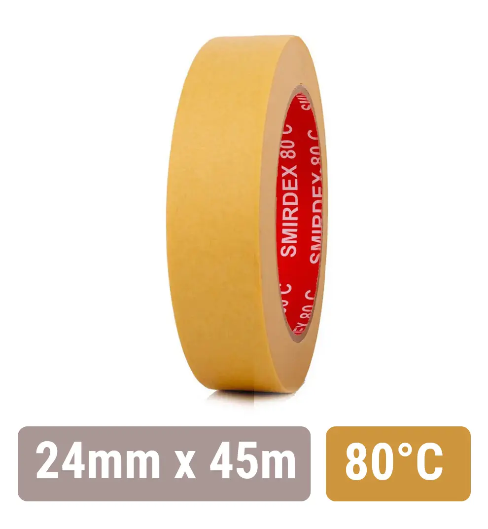 Pregătire & Consumabile - Banda adezivă auto Smirdex 24mm, hârtie de mascare, rezistentă la temperatură