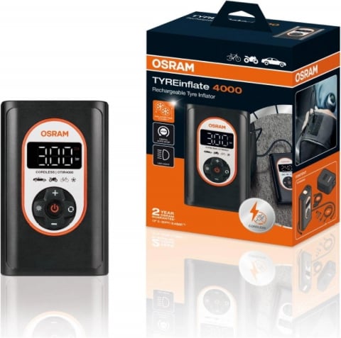 Accesorii & Tuning - Compresor Auto OSRAM TYREinflate 4000, Portabil, cu Acumulator 5000mAh, Presiune max. 8.3 bar, Lanternă LED