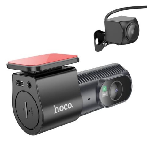 Hoco DV8 Cameră Auto 2K Dual – Cameră Față și Spate cu Mini LCD, Negru [1]