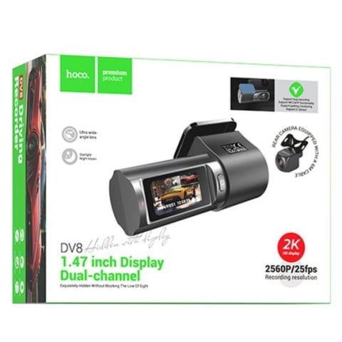 Accesorii & Tuning - Hoco DV8 Cameră Auto 2K Dual – Cameră Față și Spate cu Mini LCD, Negru