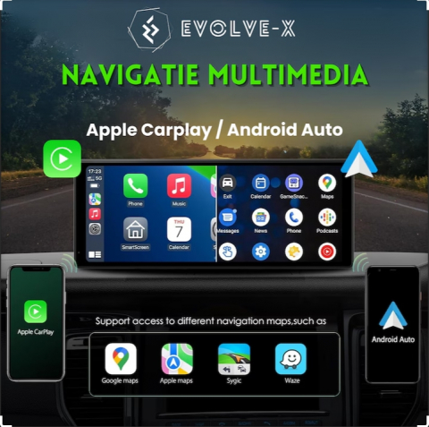 Navigație Auto Multimedia Android cu Apple CarPlay, Bluetooth și Cameră Frontală, Negru [2]