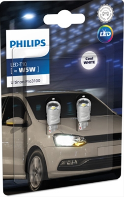 Set 2 Becuri LED 12V W5W Philips Ultinon Pro3100, 6500K Alb Rece [1]