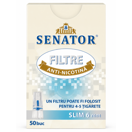 SLIM – 6 mm - FILTRE MUSTIUC ANTI NICOTINA SENATOR SLIM 6mm (50)