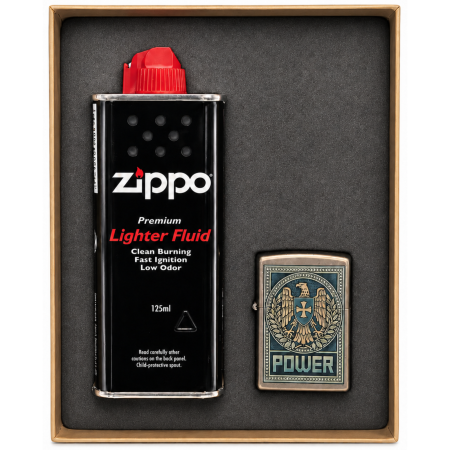 BRICHETE - Set Zippo Power Eagle HC SI + Benzină 125ml