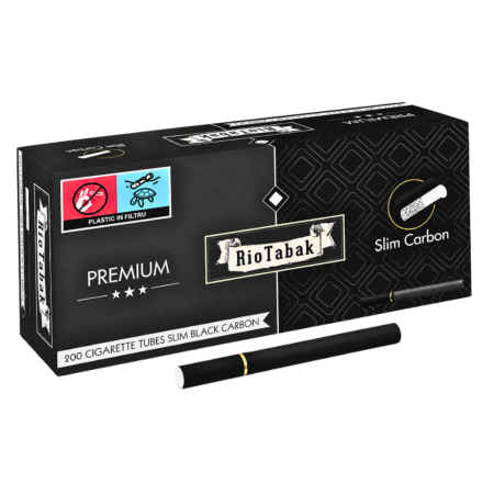 CARBON - Tuburi Tigari RioTabak Slim Carbon Black Filter Plus 20mm 200 Bucat