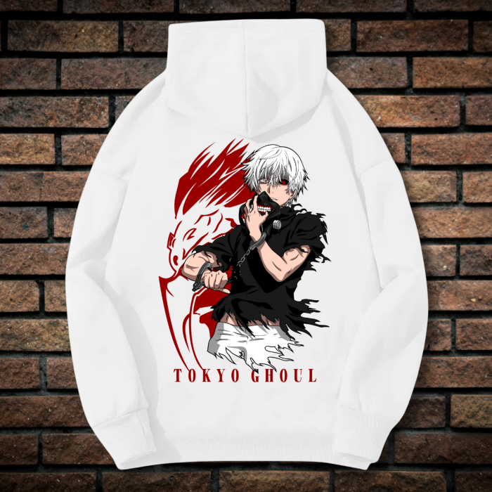 Hanorac Barbati cu Broderie si Imprimeu, Ken Kaneki, Bumbac [2]