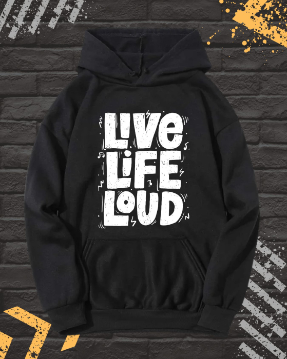 Hanorac Unisex cu Imprimeu, Live Life Loud, Bumbac [1]