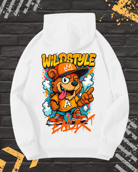 Hanorac Unisex cu Imprimeu Fata-Spate, WILDSTYLE, Bumbac [1]