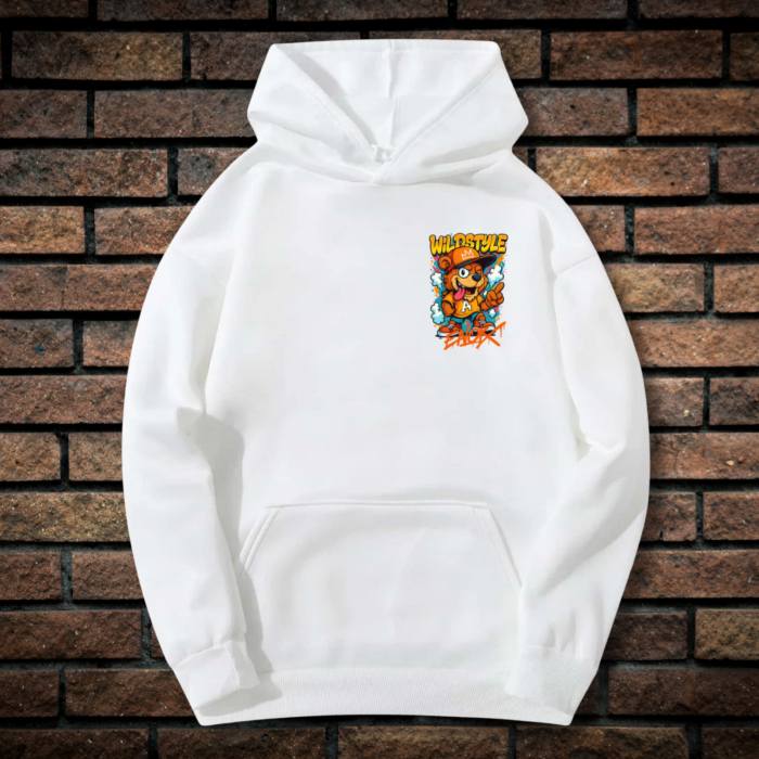 Hanorac Unisex cu Imprimeu Fata-Spate, WILDSTYLE, Bumbac [2]