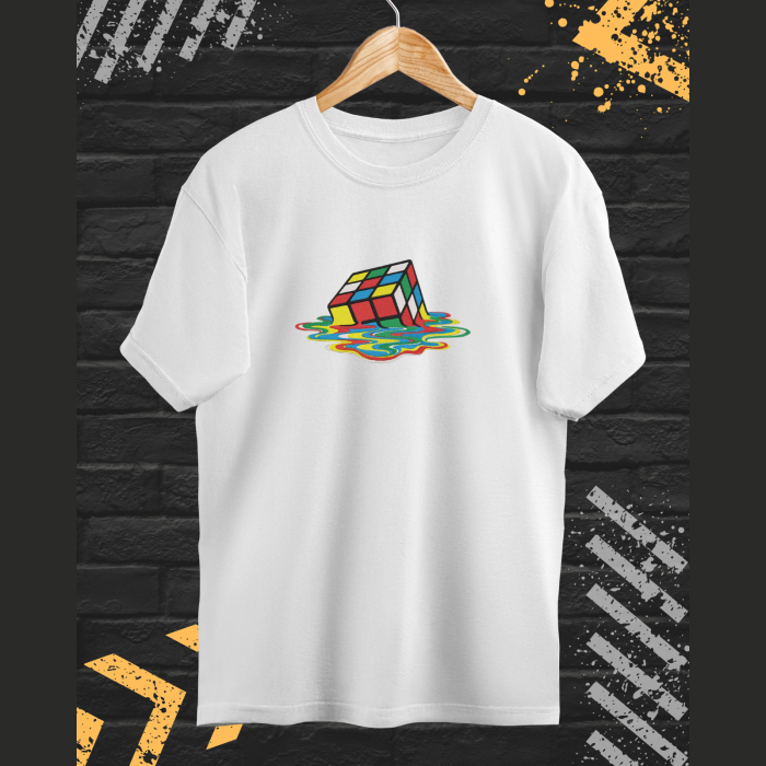 Tricou Barbati cu Broderie, Cub Rubik, Bumbac [2]