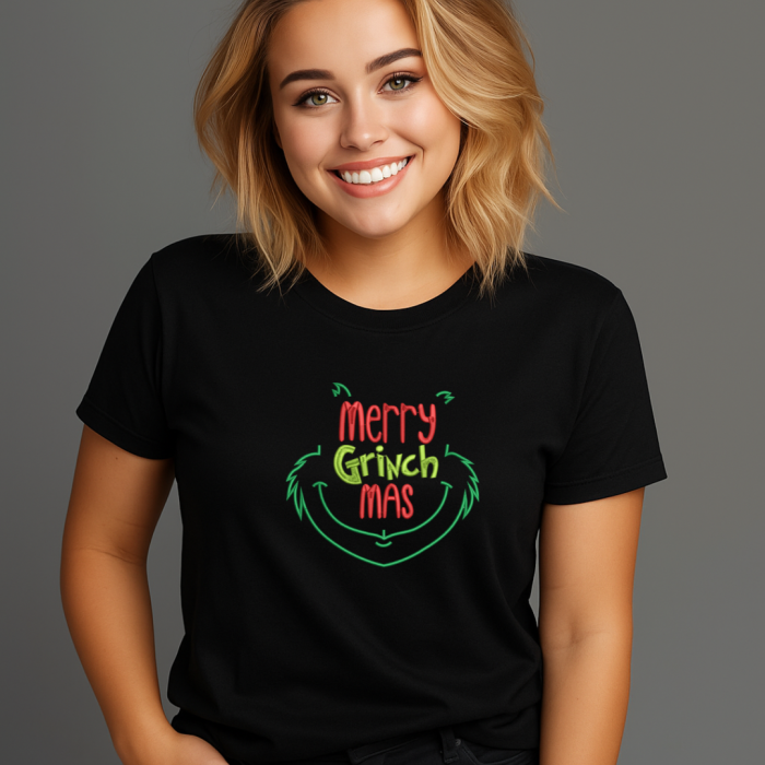 Tricou Dama cu Broderie, Grinch, Bumbac [1]