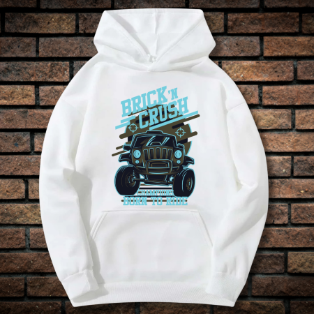 Hanorace cu Imprimeu - Hanorac Barbati cu Imprimeu, Born to Ride, Bumbac