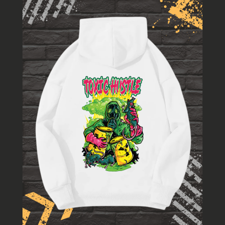 Hanorace cu Imprimeu - Hanorac Barbati cu Imprimeu Fata-Spate, CXO Toxic Hustle, Bumbac