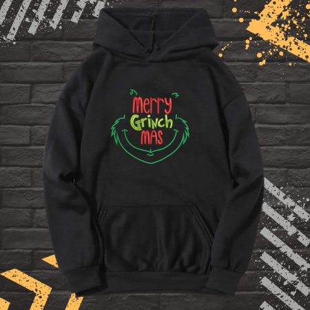 Hanorace cu Broderie - Hanorac Unisex cu Broderie, Grinch, Bumbac