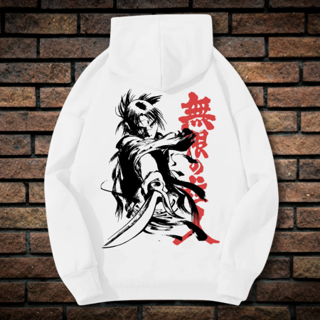 Hanorace cu Imprimeu - Hanorac Unisex cu Imprimeu Fata-Spate, CXO Samurai Blade, Bumbac