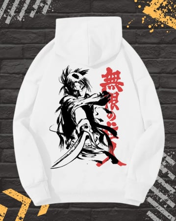 Hanorace cu Imprimeu - Hanorac Unisex cu Imprimeu Fata-Spate, CXO Samurai Blade, Bumbac