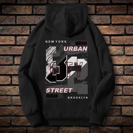 Hanorace cu Imprimeu - Hanorac Unisex cu Imprimeu Fata-Spate, URBAN STREET, Bumbac