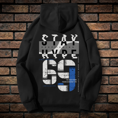 Hanorace cu Imprimeu - Hanorac Unisex cu Imprimeu Fata-Spate, STAY HYPE, Bumbac