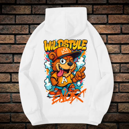 Hanorace cu Imprimeu - Hanorac Unisex cu Imprimeu Fata-Spate, WILDSTYLE, Bumbac