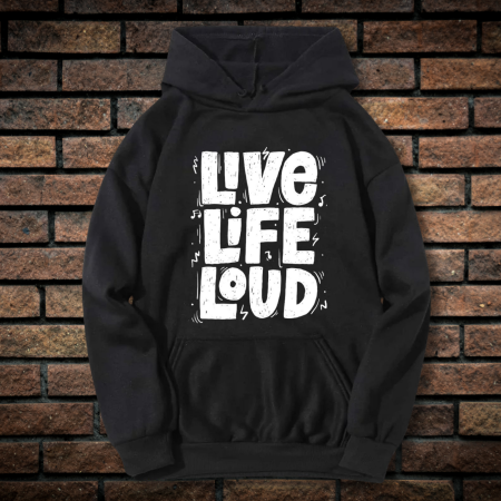 Hanorace cu Imprimeu - Hanorac Unisex cu Imprimeu, Live Life Loud, Bumbac