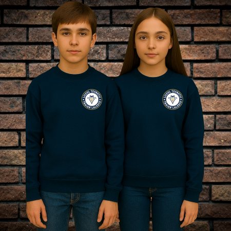 Pentru Școală - Pulover Pentru Adolescenti Cu Imprimeu, Liceul Traian Lalescu, Bleumarin