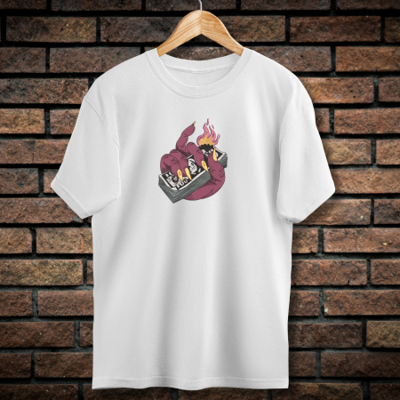 Tricouri cu Broderie - Tricou Barbati cu Broderie, Burning Money, Bumbac