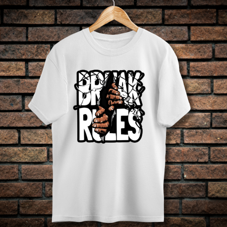 Tricouri barbati - Tricou Barbati cu Imprimeu, Break Rules, Bumbac