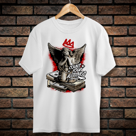 Tricouri Barbati - Tricou Barbati cu Imprimeu, Count your Blessings, Bumbac