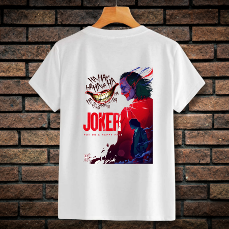 Tricouri Barbati - Tricou Barbati cu Imprimeu Fata-Spate, Joker, Bumbac, Alb, M INTL