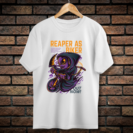 Tricouri Barbati - Tricou Barbati cu Imprimeu, Reaper as Biker, Bumbac
