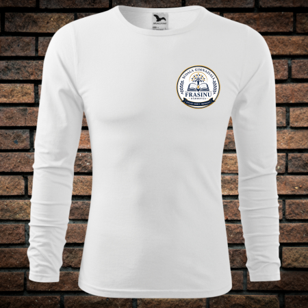 Uniformă Școlară ,,Scoala Gimnaziala Frasinu'' - Tricou cu Maneca Lunga Pentru Copii si Adolescenti, Alb, cu Imprimeu, Scoala Gimnaziala Frasinu