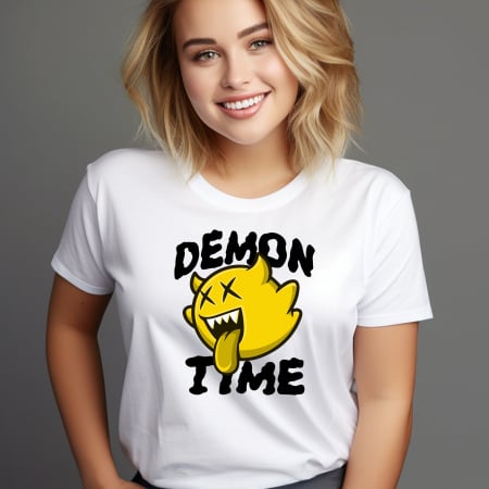 Tricouri cu Imprimeu - Tricou Dama cu Imprimeu, Demon Time, Bumbac