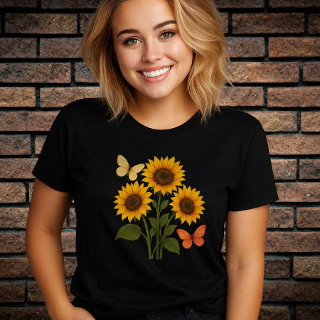 Tricouri cu Imprimeu - Tricou Dama cu Imprimeu, Floarea Soarelui 2, Bumbac