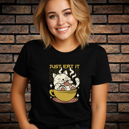 Tricouri dama - Tricou Dama cu Imprimeu, Just Eat It, Bumbac