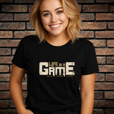 Tricouri cu Imprimeu - Tricou Dama cu Imprimeu, LIFE IS A GAME, Bumbac