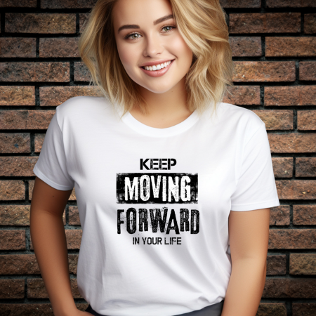 Tricouri cu Imprimeu - Tricou Dama cu Imprimeu, MOVING, Bumbac