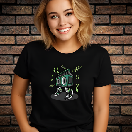 Tricouri cu Imprimeu - Tricou Dama cu Imprimeu, Music, Bumbac