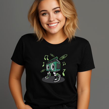 Tricouri cu Imprimeu - Tricou Dama cu Imprimeu, Music, Bumbac