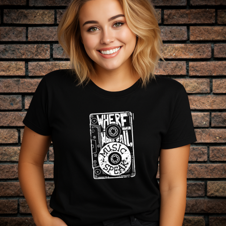 Tricouri cu Imprimeu - Tricou Dama cu Imprimeu, MUSIC SPEAK, Bumbac